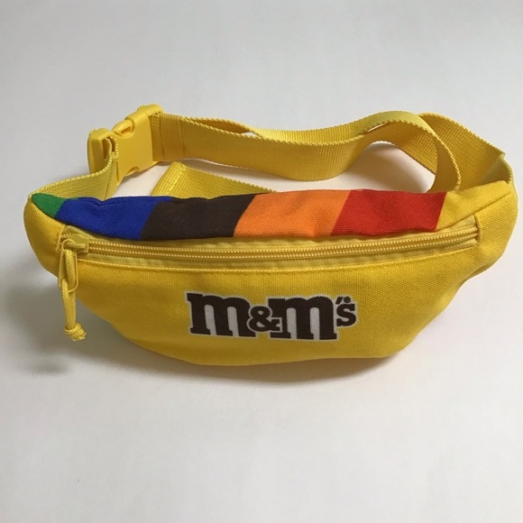 M&M’s Candy Fanny Pack Sling Belt Purse Yellow Rainbow Adjust Zip Adult Travel - Picture 10 of 13